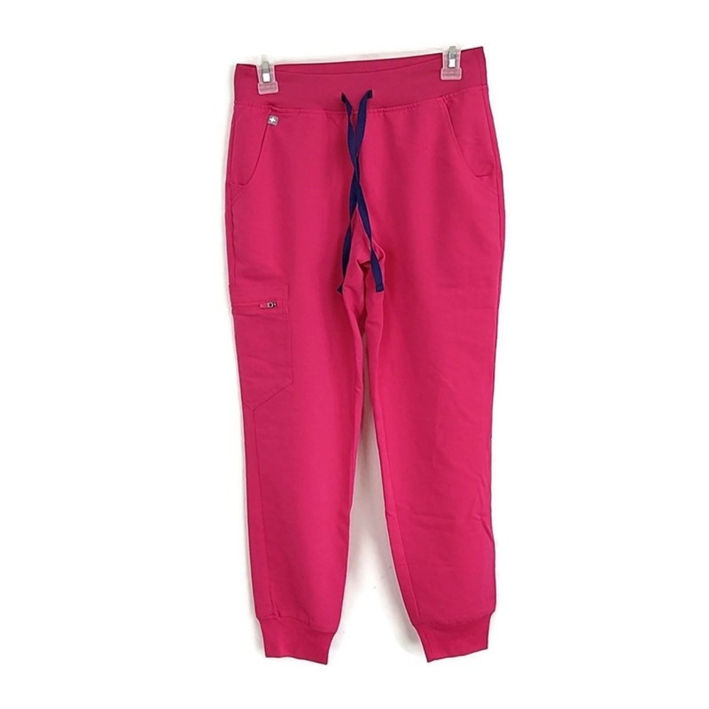 FIGS Zamora Jogger Scrub Pants Women XS Pink Elastic Waist 5-Pocket Nurse Doctor